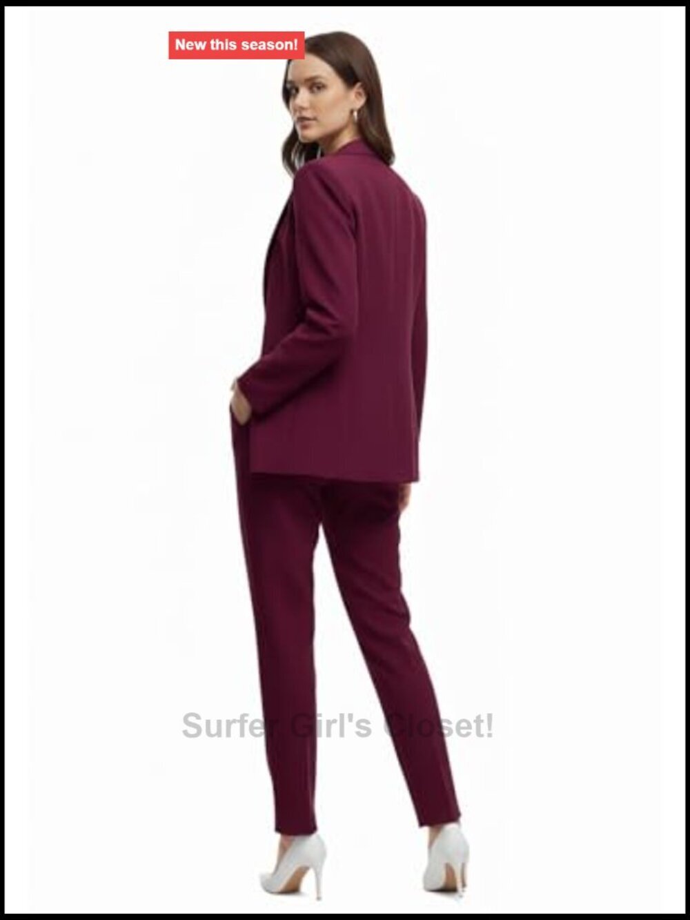 Women's 2 Piece Pant Suit Set Blazer Pants Business Professional Work - Picture 6 of 7